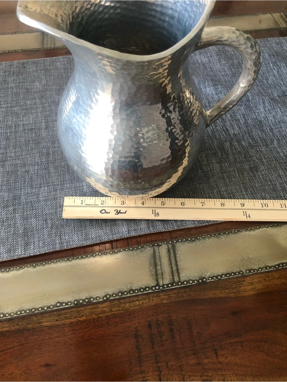 Hammered Metal Pitcher - Silvertoned